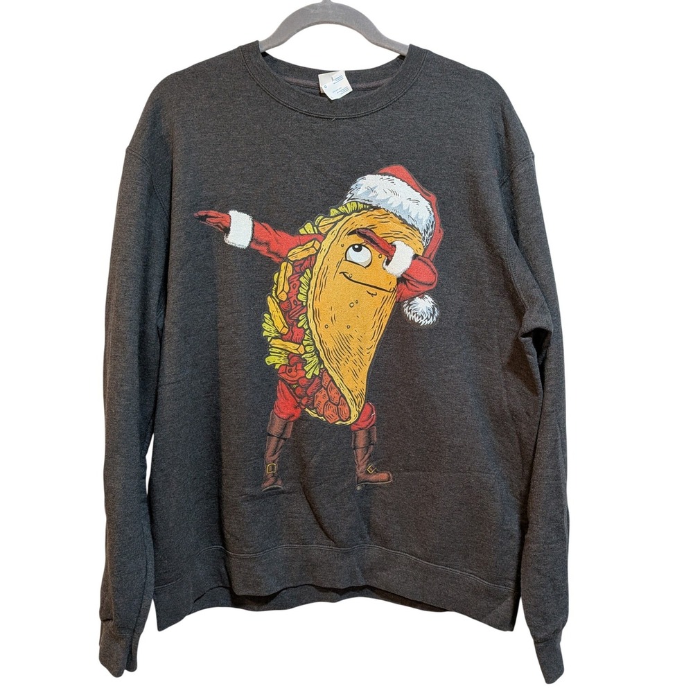 Unisex Holiday Dancing‎ Taco Santa Funny Ugly Christmas Sweater L Sweatshirt